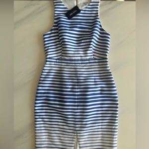 Evernew Australia - Stripe Slit Front Dress - Size US 8 - Cobalt Blue Stripe